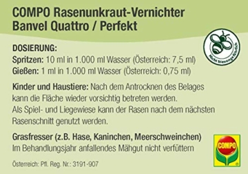 Compo Rasenunkraut-Vernichter Banvel Quattro (Nachfolger Banvel M), Bekämpfung von schwerbekämpfbaren Unkräutern im Rasen, Konzentrat, 400 ml (400 m²) - 7