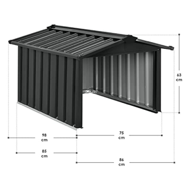 Juskys Metall Mähroboter Garage mit Satteldach - 86 × 98 × 63 cm - Sonnen- & Regenschutz für Rasenmäher — anthrazit - Rasenroboter Carport - 2