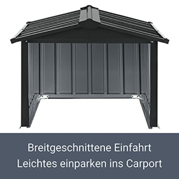 Juskys Metall Mähroboter Garage mit Satteldach - 86 × 98 × 63 cm - Sonnen- & Regenschutz für Rasenmäher — anthrazit - Rasenroboter Carport - 5