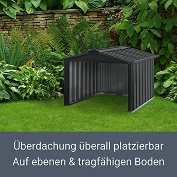 Juskys Metall Mähroboter Garage mit Satteldach - 86 × 98 × 63 cm - Sonnen- & Regenschutz für Rasenmäher — anthrazit - Rasenroboter Carport - 7