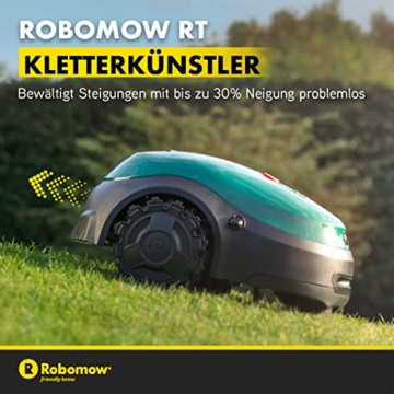 ROBOMOW RT700 Robotermäher/Rasenroboter für Flächen bis 700 qm | 4,3 Ah; 18cm Schnittbreite; einfache Installation, selbstreinigend und inkl. schwimmendem Mähdeck, Mulchreiniger - 18