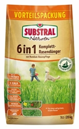 Substral Naturen 6in1 Komplett Rasendünger, mit Sofort und Langzeitwirkung mit Extra Kalk und Kalium, 270 m², 20 kg - 1