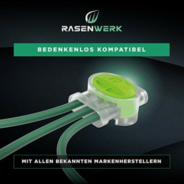 RASENWERK® - Kabelverbinder für Mähroboter Begrenzungskabel - Verbindungsklemmen mit wasserdichter Gelfüllung - Kompatibel mit Markenherstellern wie Gardena, Husqvarna, Worx, Bosch - 20 Stück - 6